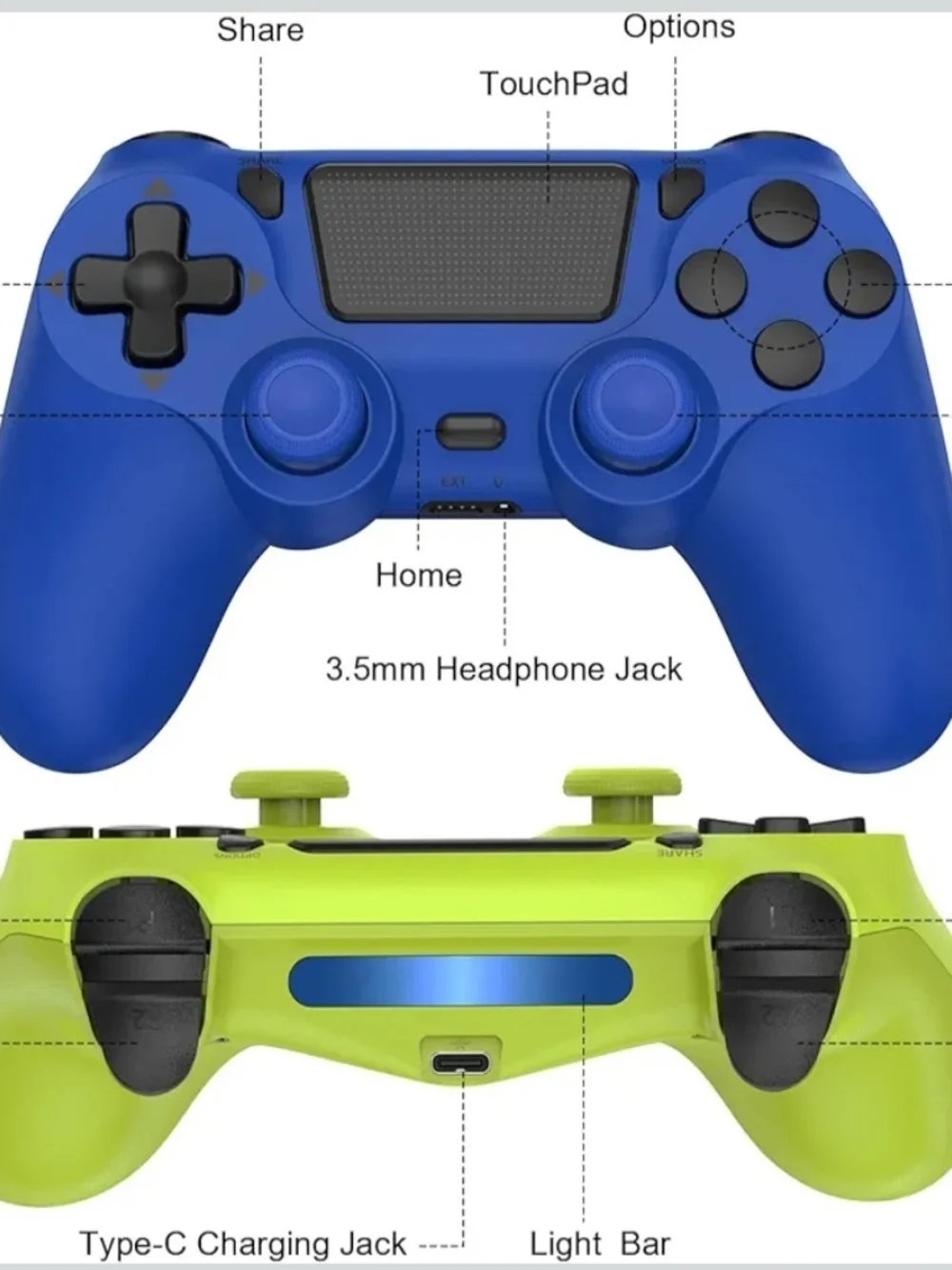 Wireless Game Controller - Neon Yellow and Blue